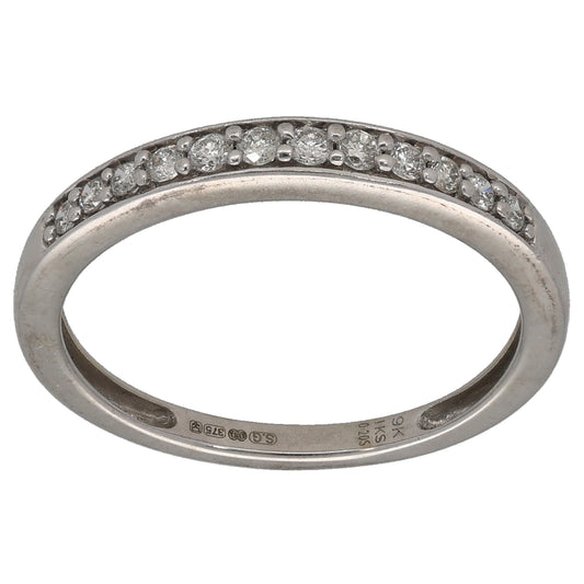 9ct White Gold 0.205ct Diamond Half Eternity Ring Size O