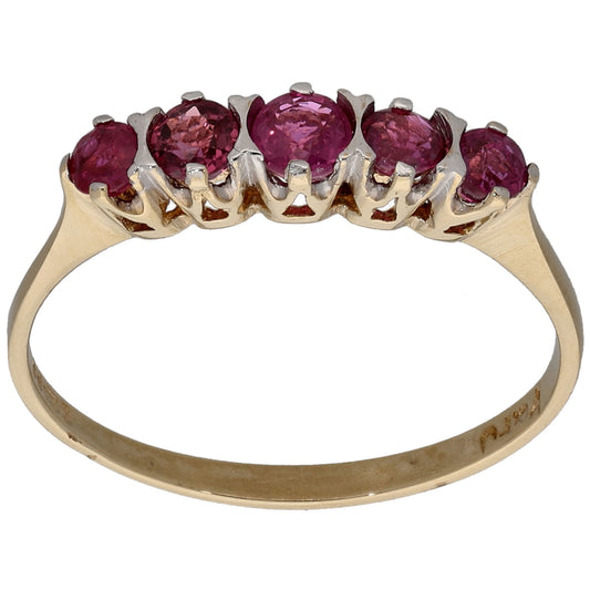 9ct Gold Ruby Half Eternity Ring Size Q