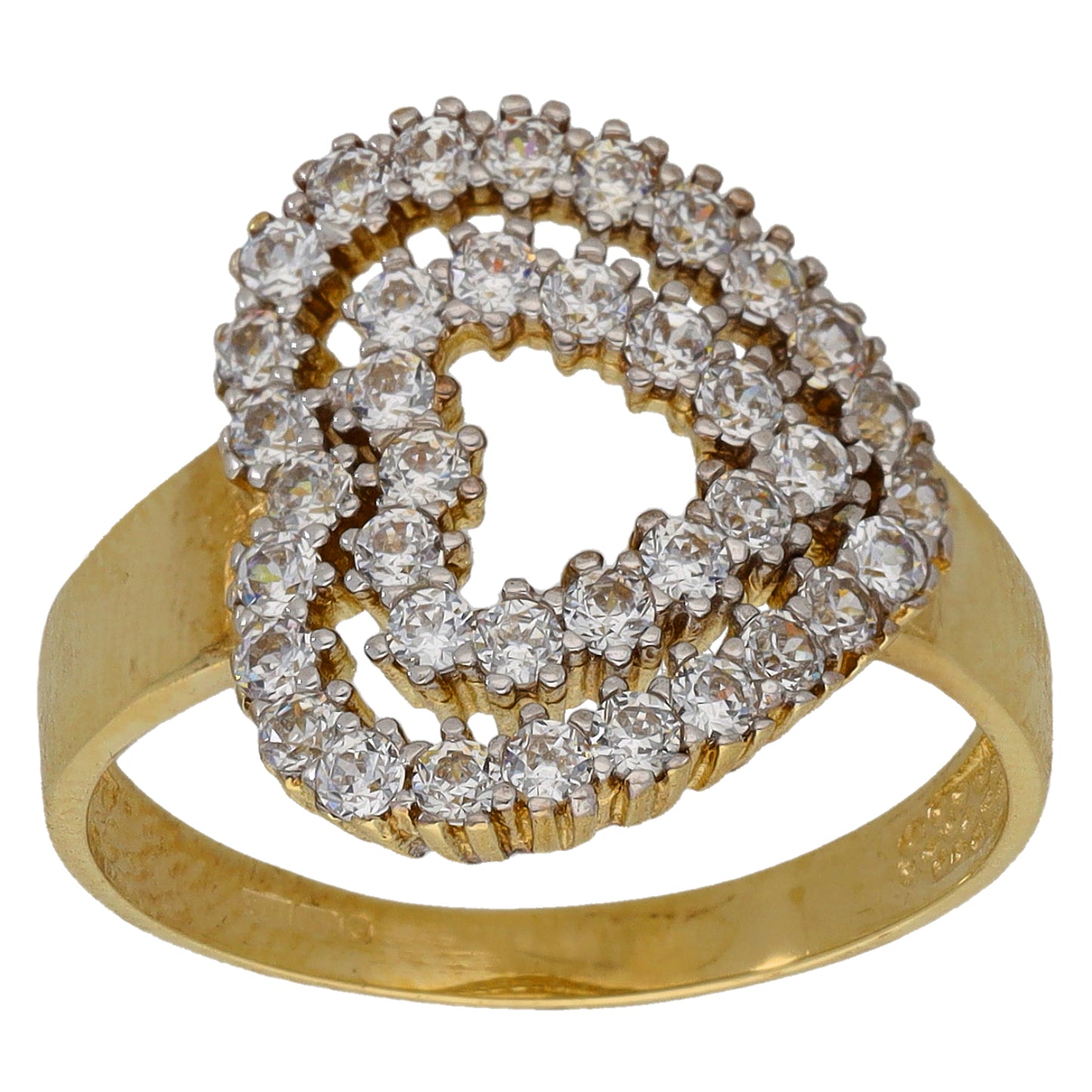 9ct Gold Cubic Zirconia Dress/Cocktail Ring Size P