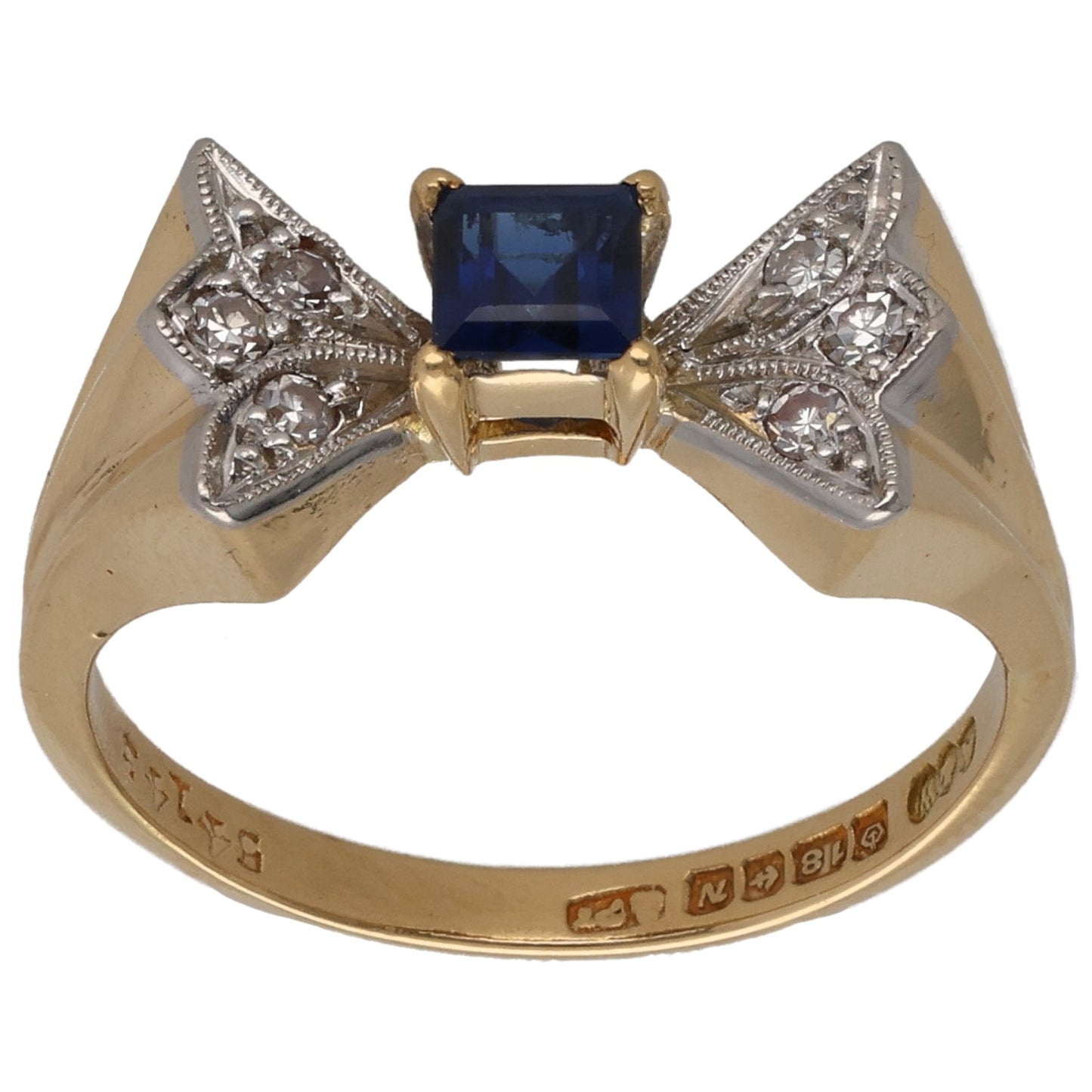 9ct Gold Sapphire & 0.06ct Diamond Dress/Cocktail Ring Size L