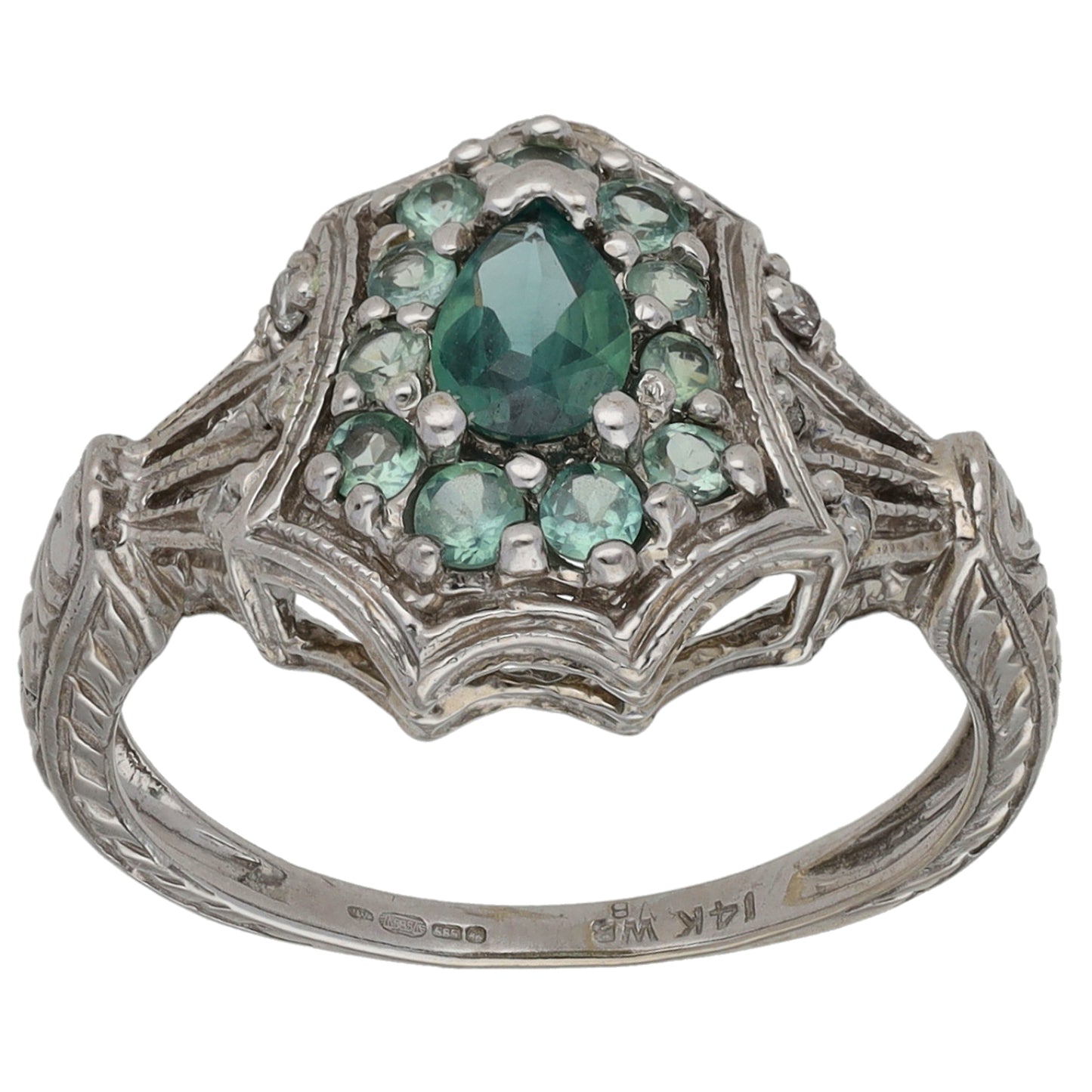 14ct White Gold Chrysoberyl Dress/Cocktail Ring Size N