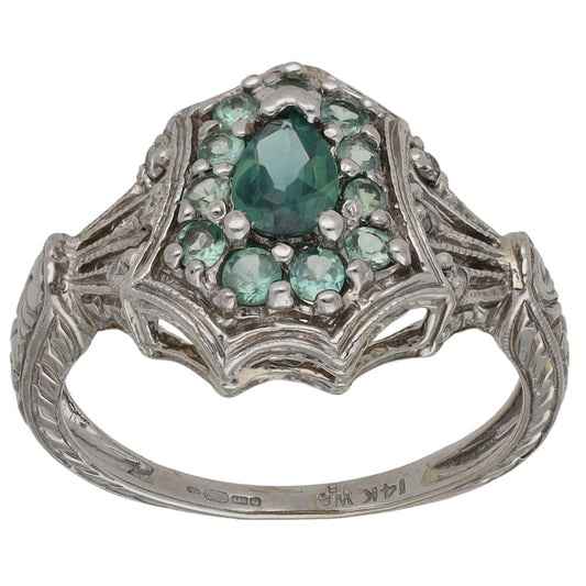 14ct White Gold Chrysoberyl Dress/Cocktail Ring Size N