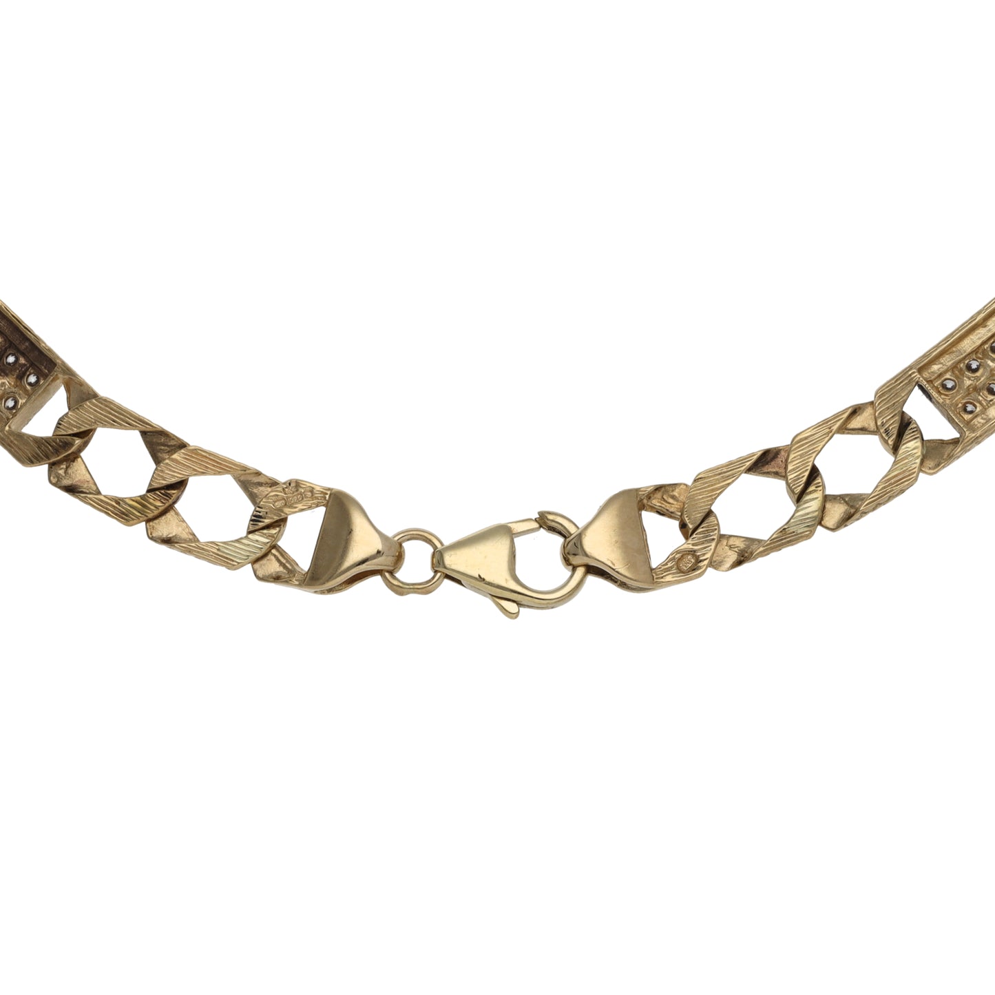 9ct Gold Cubic Zirconia Curb Chain 16"