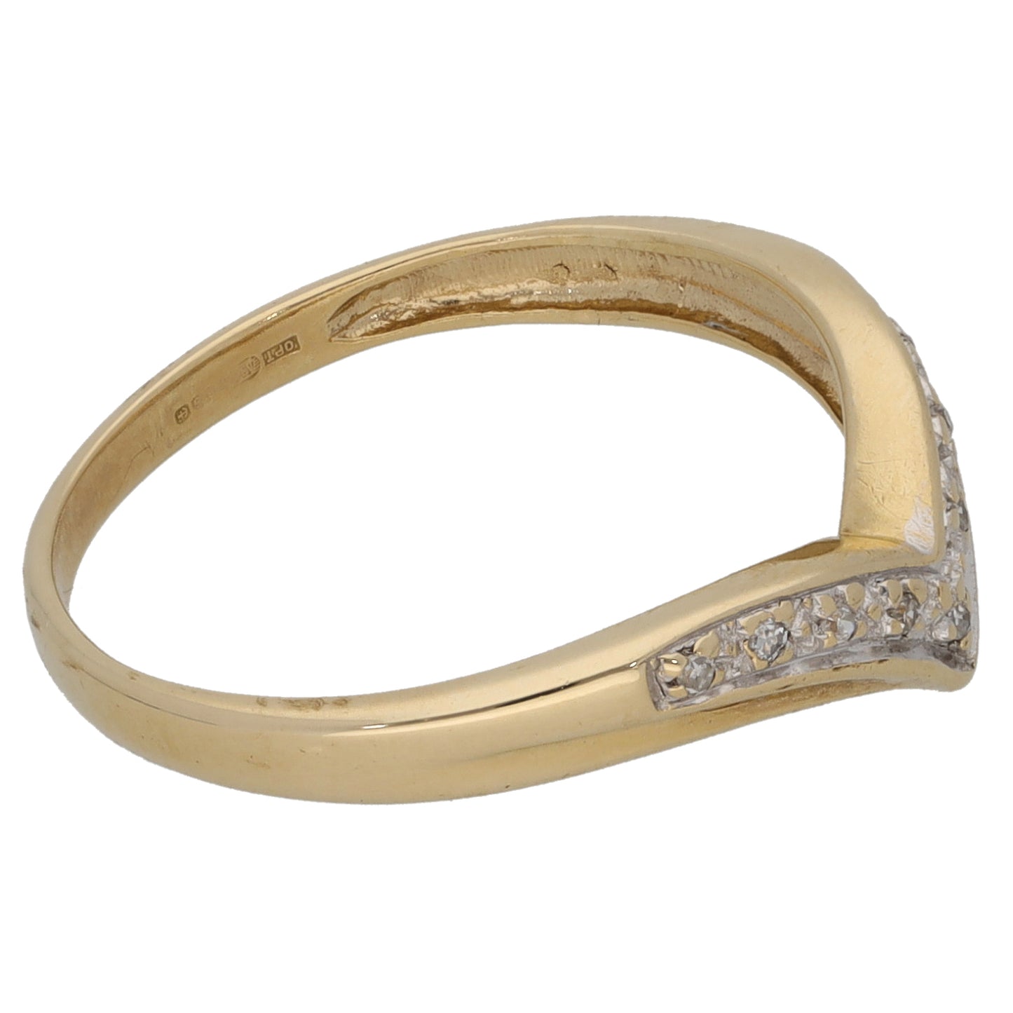 9ct Gold 0.09ct Diamond Wishbone Ring Size M