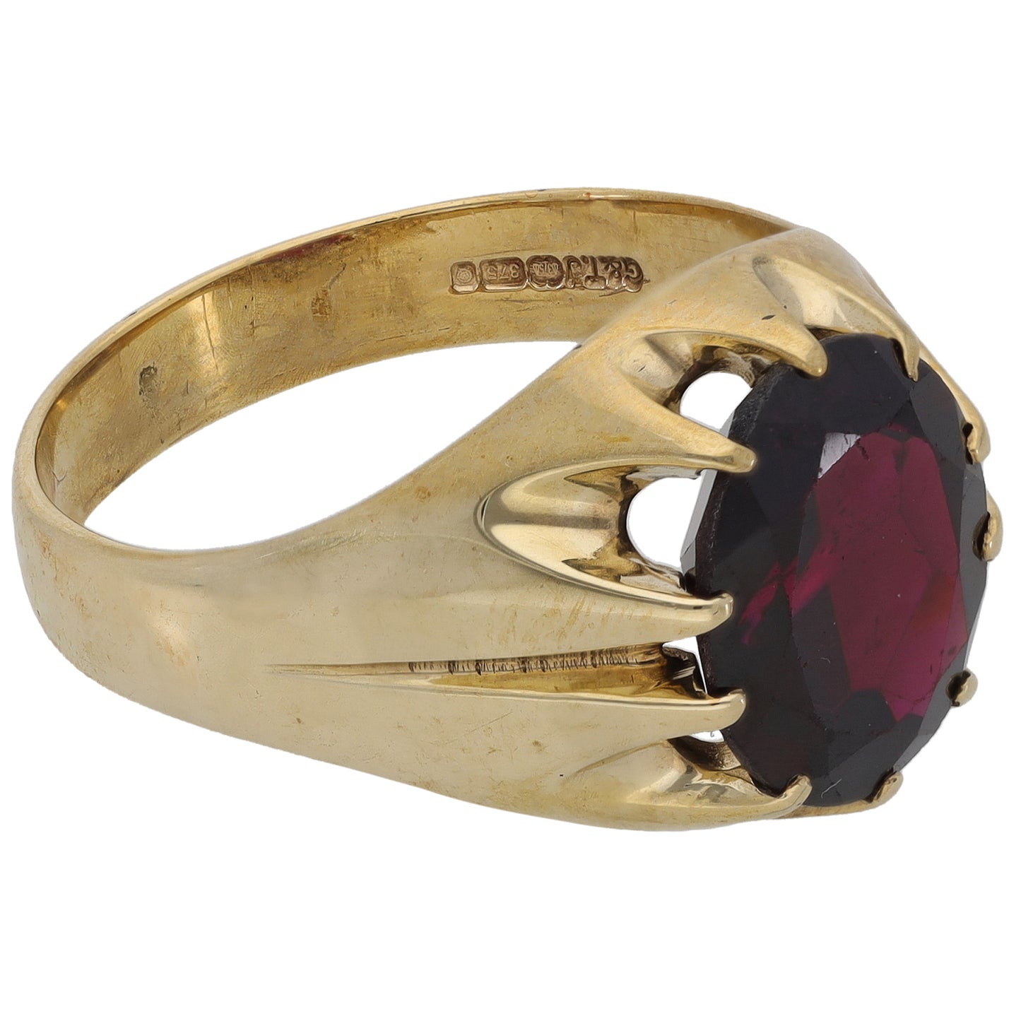 9ct Gold Garnet Single Stone Ring Size U