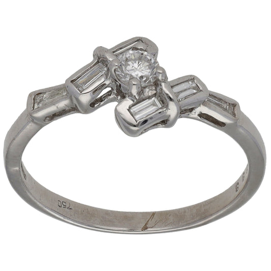 18ct White Gold 0.44ct Diamond Dress/Cocktail Ring Size N