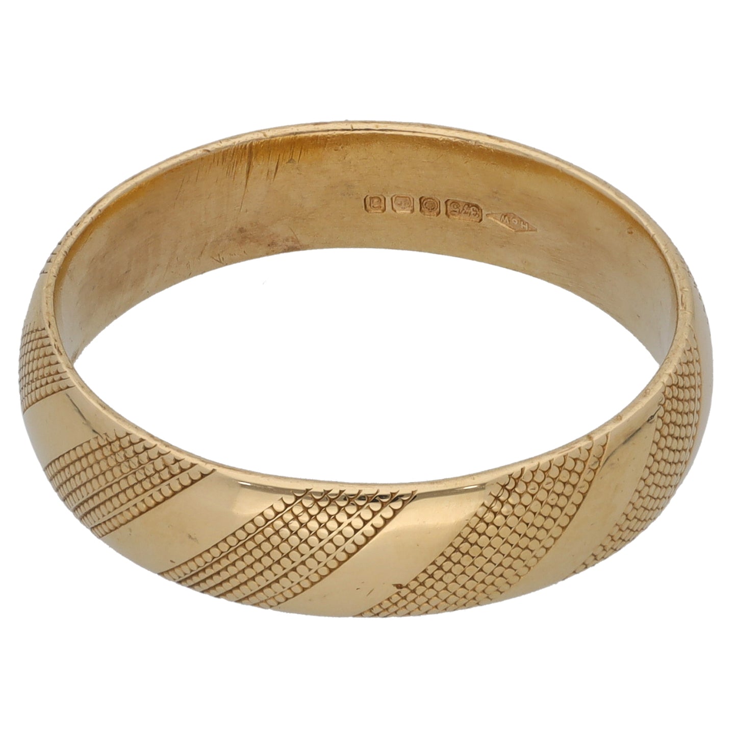 9ct Gold Patterned Wedding Ring Size T