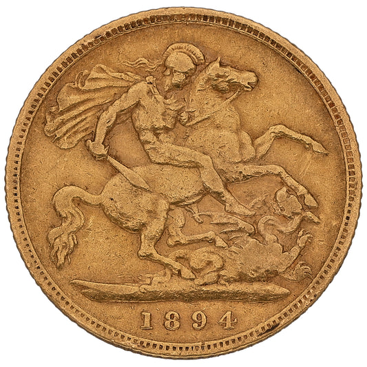 22ct Gold Queen Victoria Half Sovereign Coin 1894