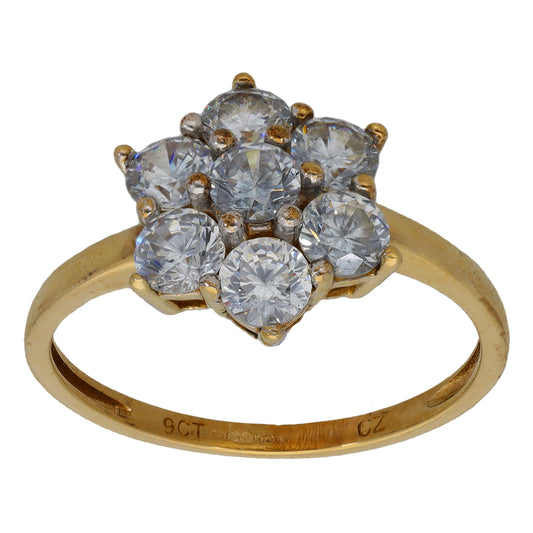 9ct Gold Cubic Zirconia Cluster Ring Size L