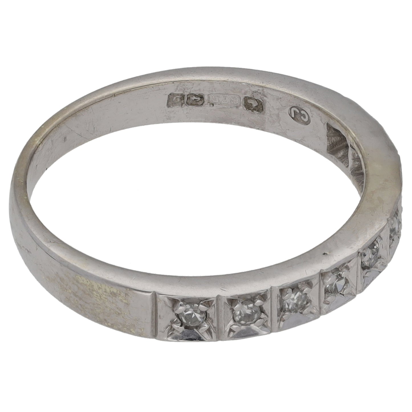 9ct White Gold 0.09ct Diamond Half Eternity Ring Size M