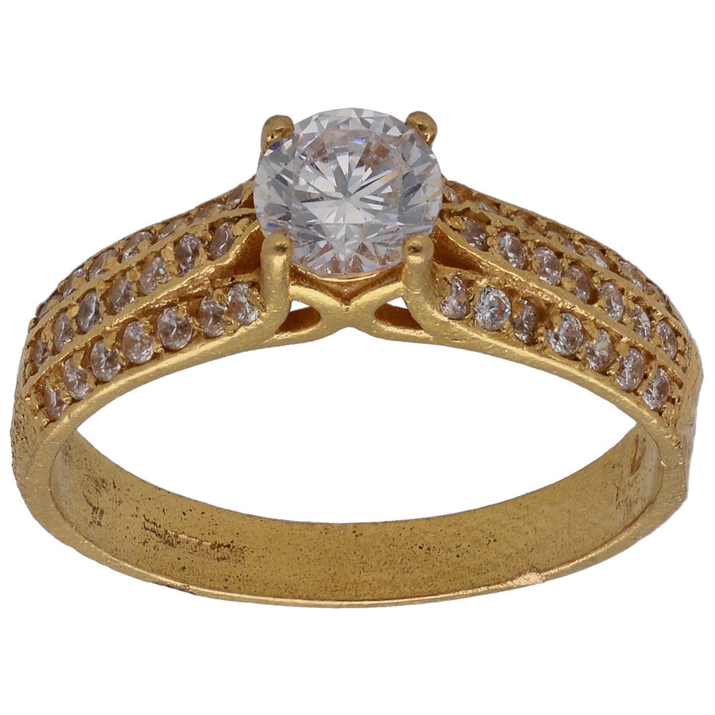 22ct Gold Cubic Zirconia Single Stone Ring With Accents Size Q