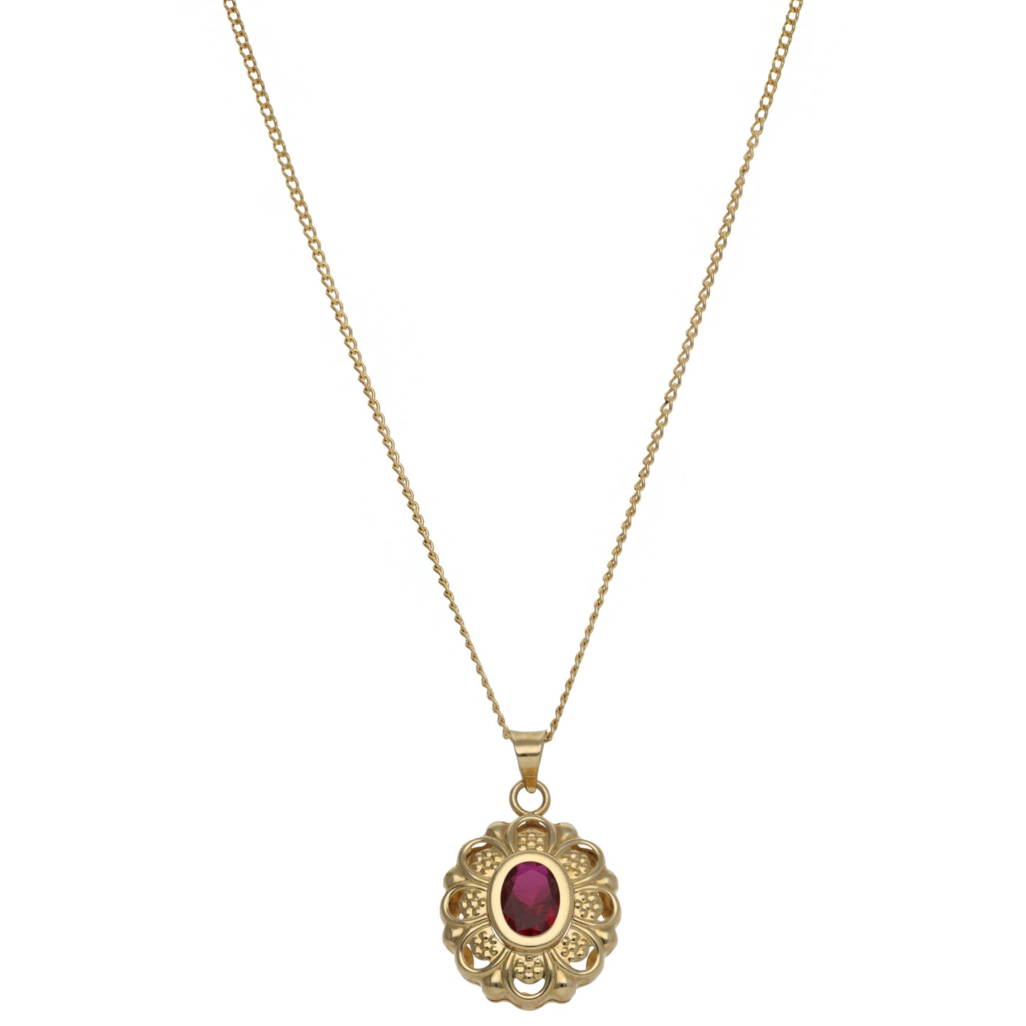 14ct Gold Imitation Gem Dress/Cocktail Pendant With Chain