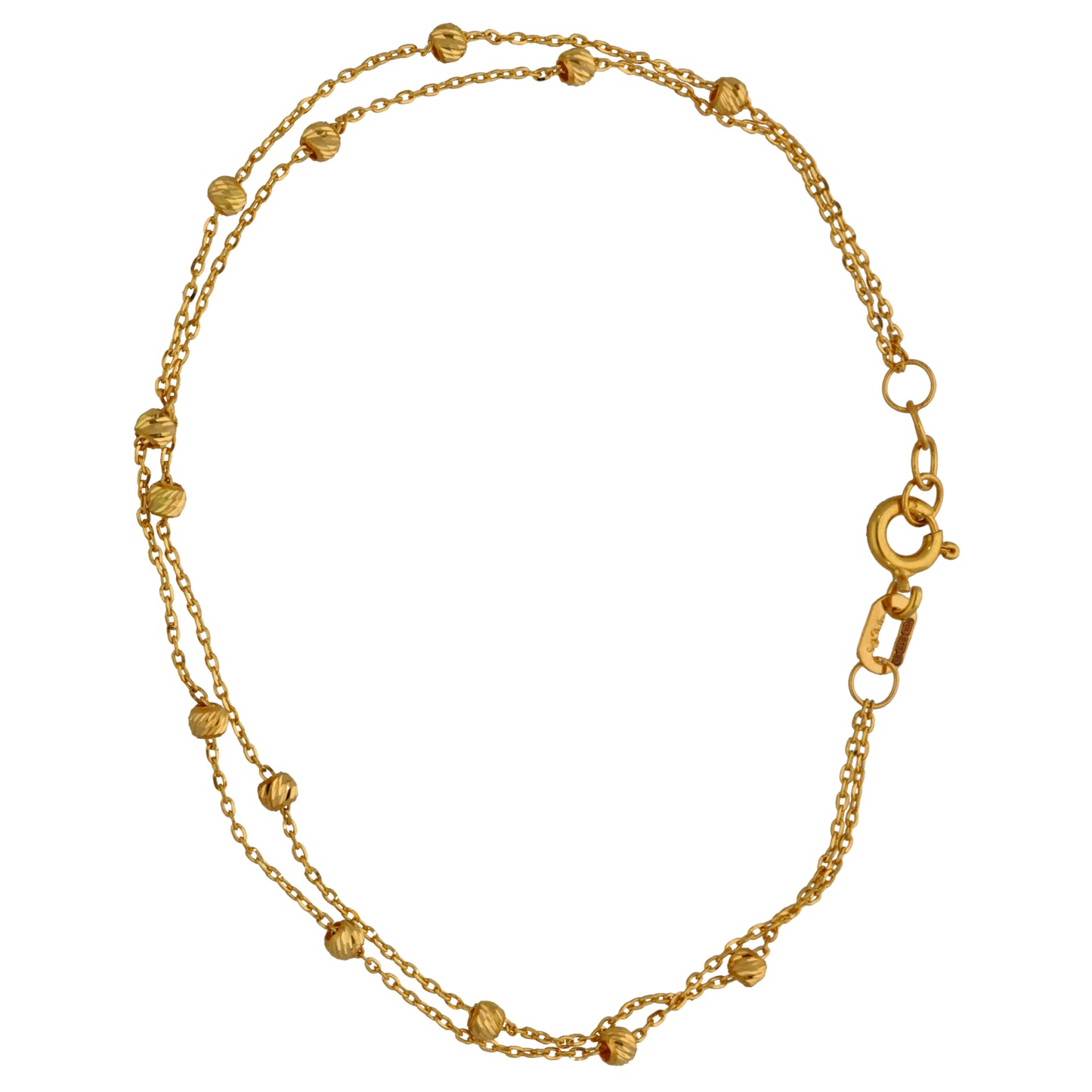 New 22ct Gold Double Row Bead Bracelet