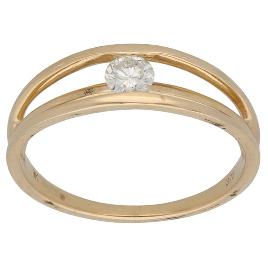 9ct Gold 0.25ct Diamond Solitaire Ring Size P