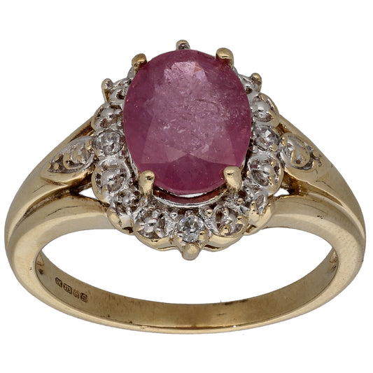 9ct Gold Sapphire & Cubic Zirconia Dress/Cocktail Ring Size N