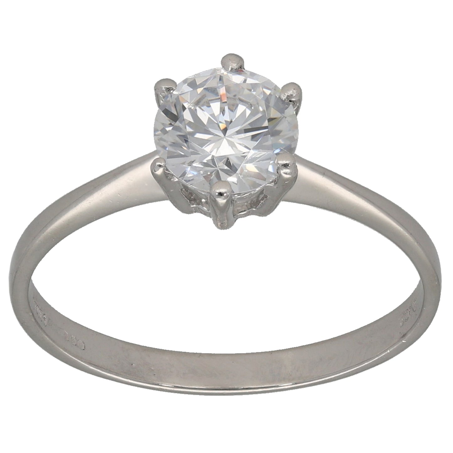 Platinum Cubic Zirconia Solitaire Ring Size T