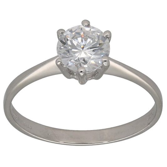 Platinum Cubic Zirconia Solitaire Ring Size T