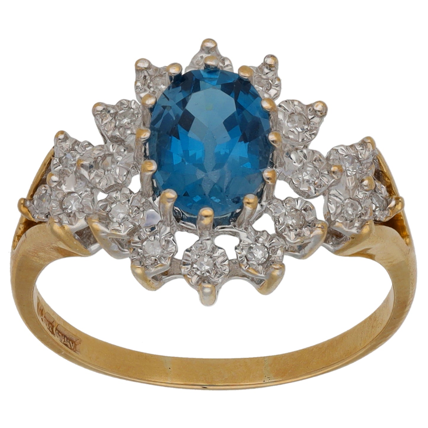 9ct Gold Topaz & 0.09ct Diamond Dress/Cocktail Ring Size P