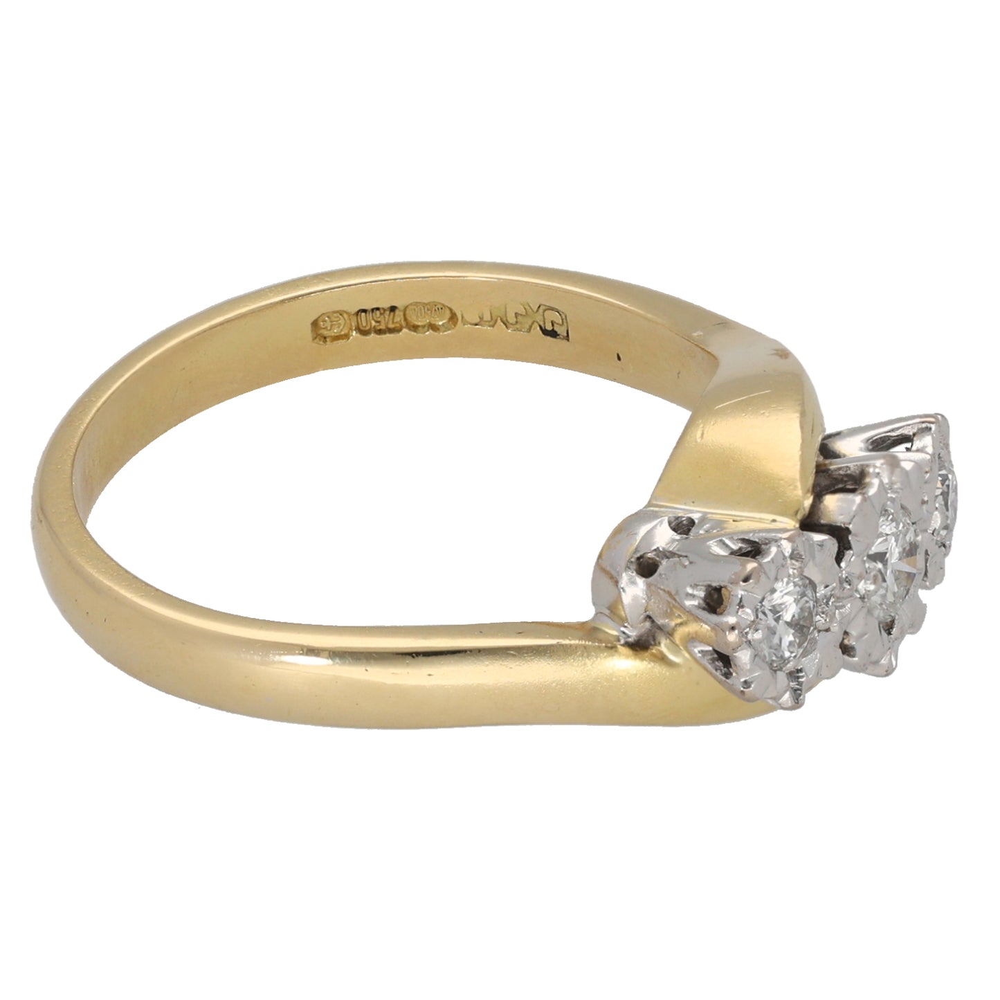 18ct Gold 0.30ct Diamond Trilogy Ring Size O