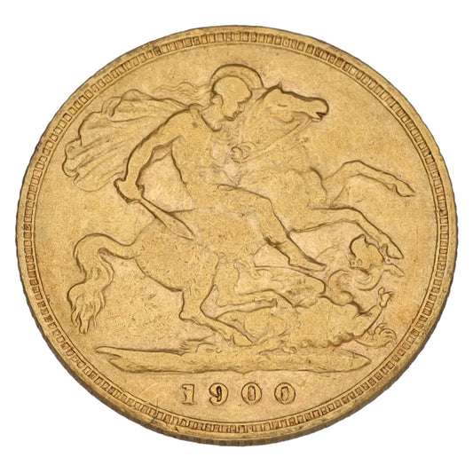 22ct Gold Queen Victoria Half Sovereign Coin 1900