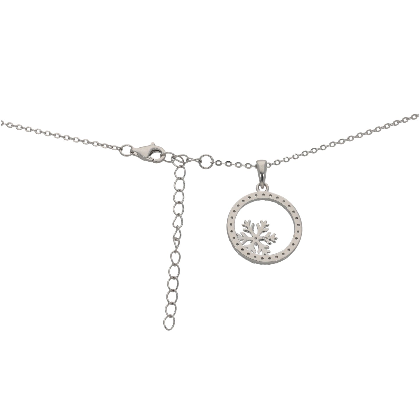 New Sterling Silver Cubic Zirconia Snowflake Pendant With Chain