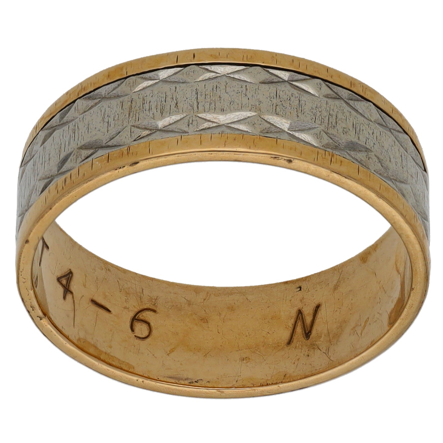 9ct Bi-Colour Gold Patterned Wedding Ring Size M