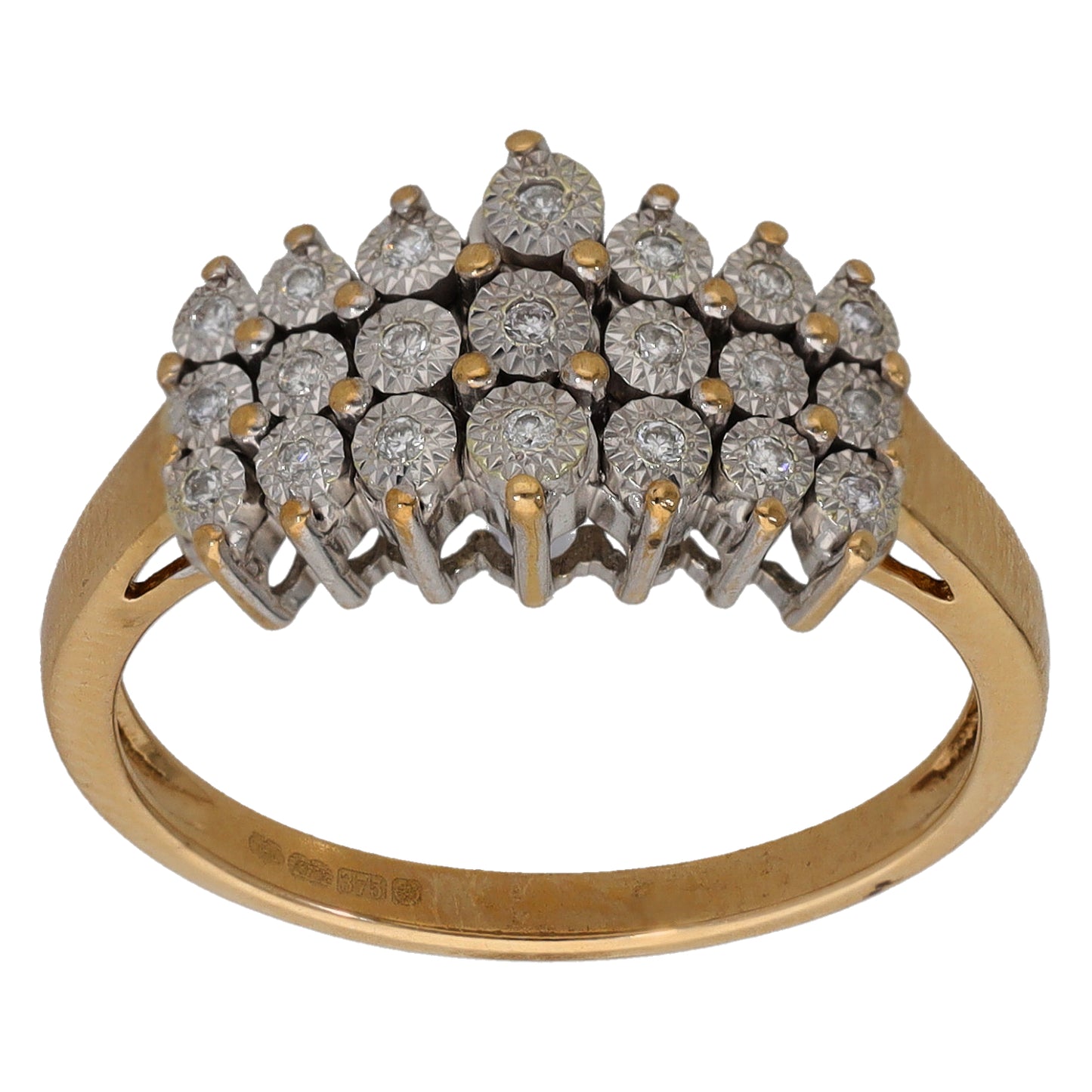 9ct Gold 0.12ct Diamond Dress/Cocktail Ring Size O