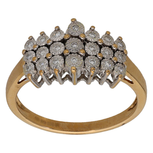 9ct Gold 0.12ct Diamond Dress/Cocktail Ring Size O