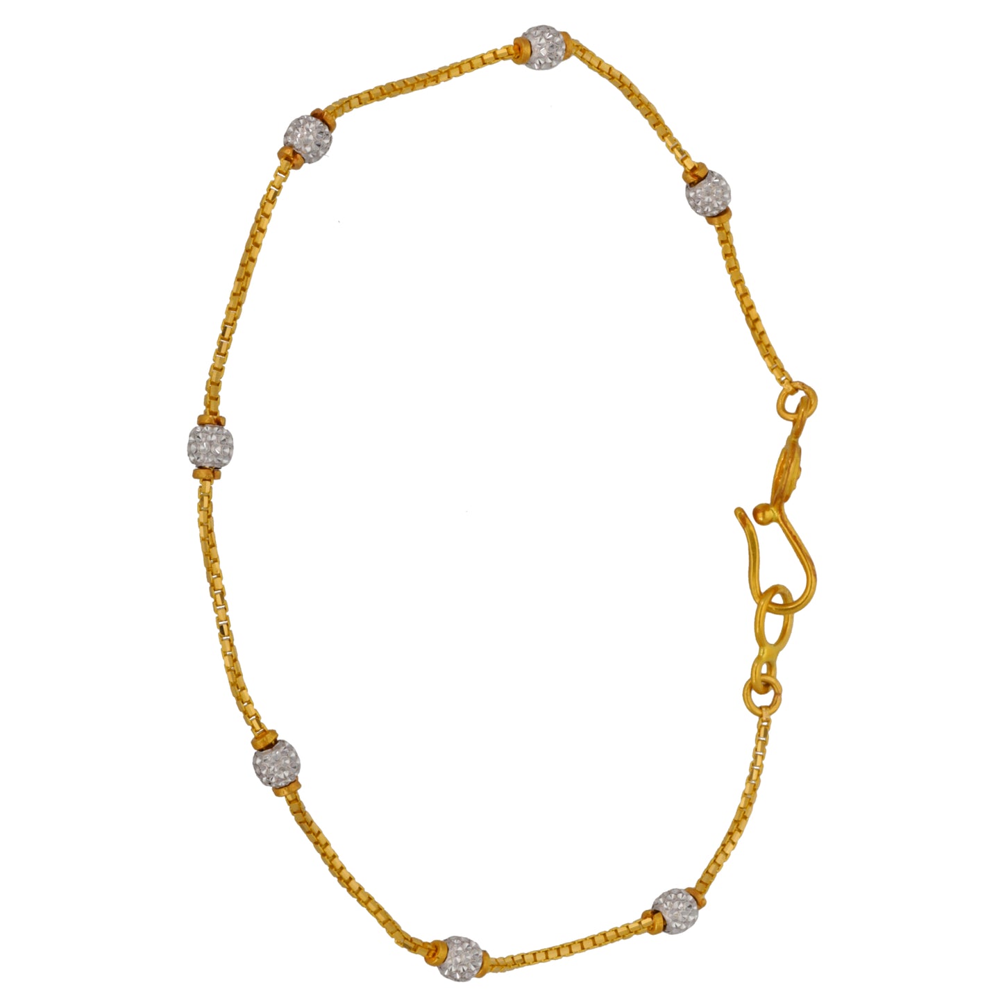 22ct Gold-tone beaded bracelet with gray crystal discs and gold clasp