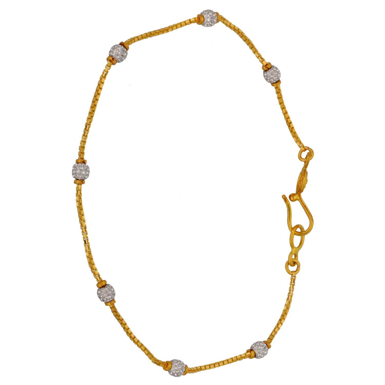 22ct Gold-tone beaded bracelet with gray crystal discs and gold clasp