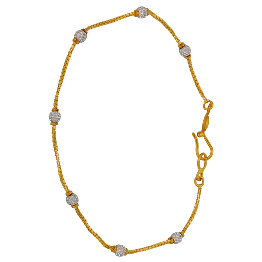 22ct Gold-tone beaded bracelet with gray crystal discs and gold clasp