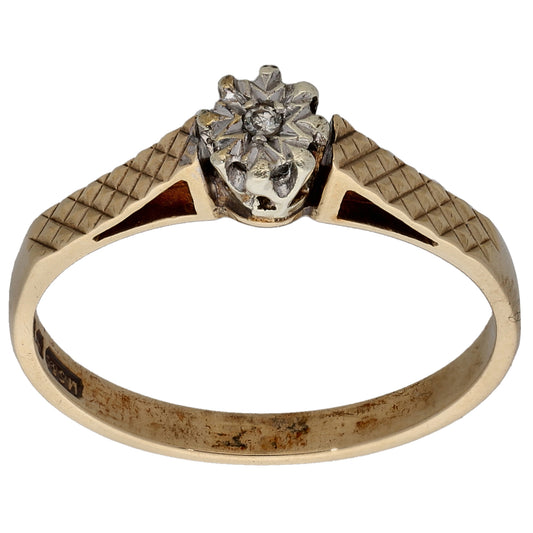 9ct Gold 0.01ct Diamond Solitaire Ring Size M