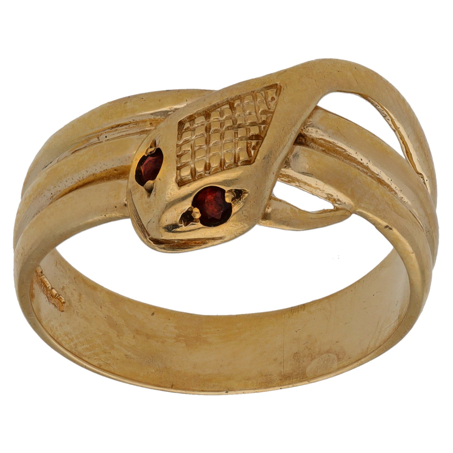 9ct Gold Garnet Snake Ring Size Q
