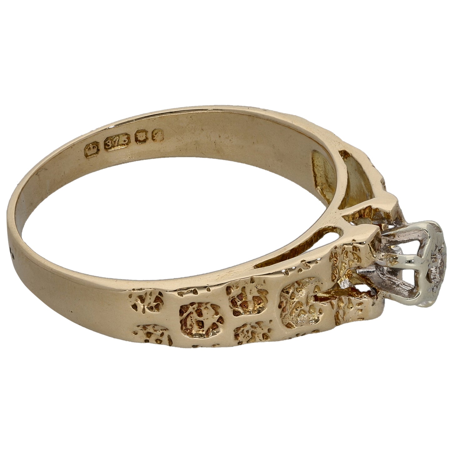 9ct Gold 0.03ct Diamond Solitaire Ring Size O