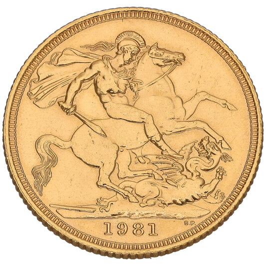 22ct Gold Queen Elizabeth II Full Sovereign Coin 1981