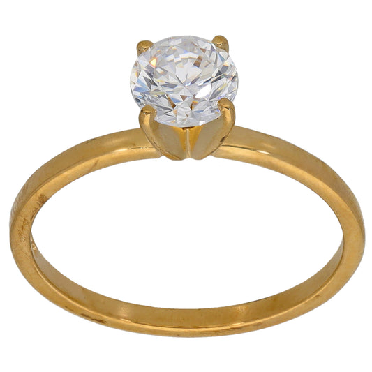 14ct Gold Cubic Zirconia Single Stone Ring Size Q