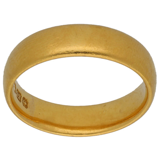 22ct Gold Plain Wedding Ring Size M