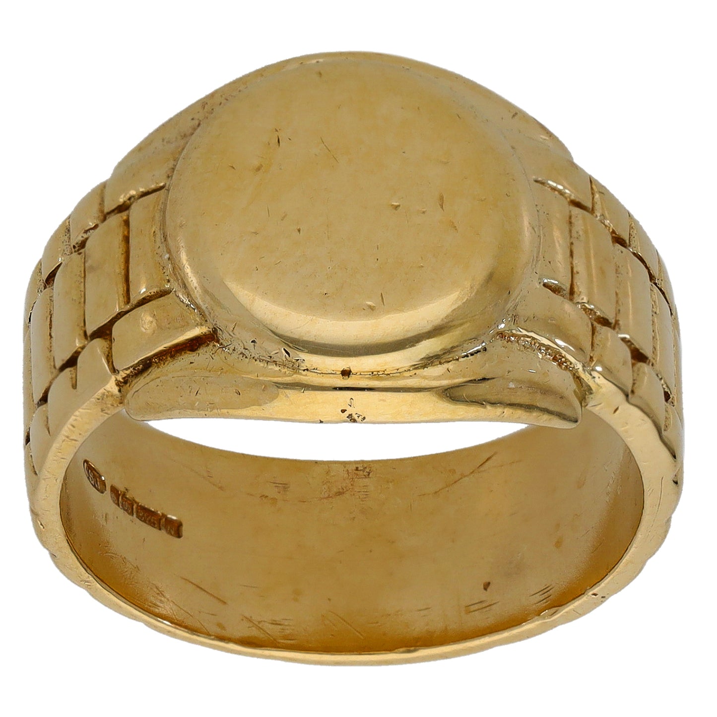9ct Gold Patterned Signet Ring Size Q
