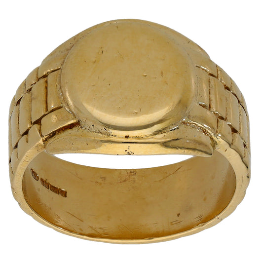 9ct Gold Patterned Signet Ring Size Q
