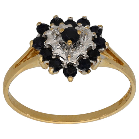 9ct Gold Sapphire & 0.015ct Diamond Dress/Cocktail Ring Size P