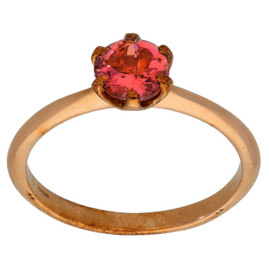 9ct gold single-stone ring with large oval pink tourmaline and four-claw setting