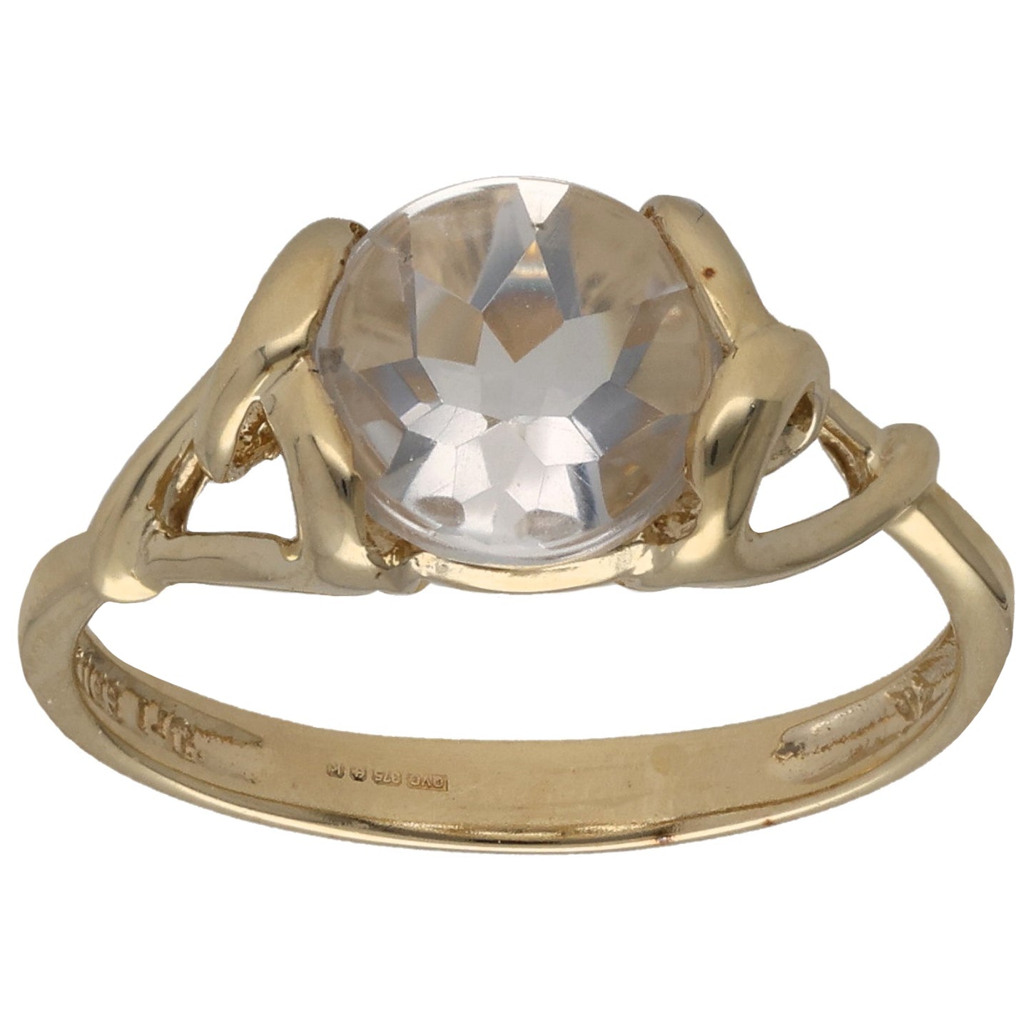 9ct Gold Quartz Single Stone Ring Size L