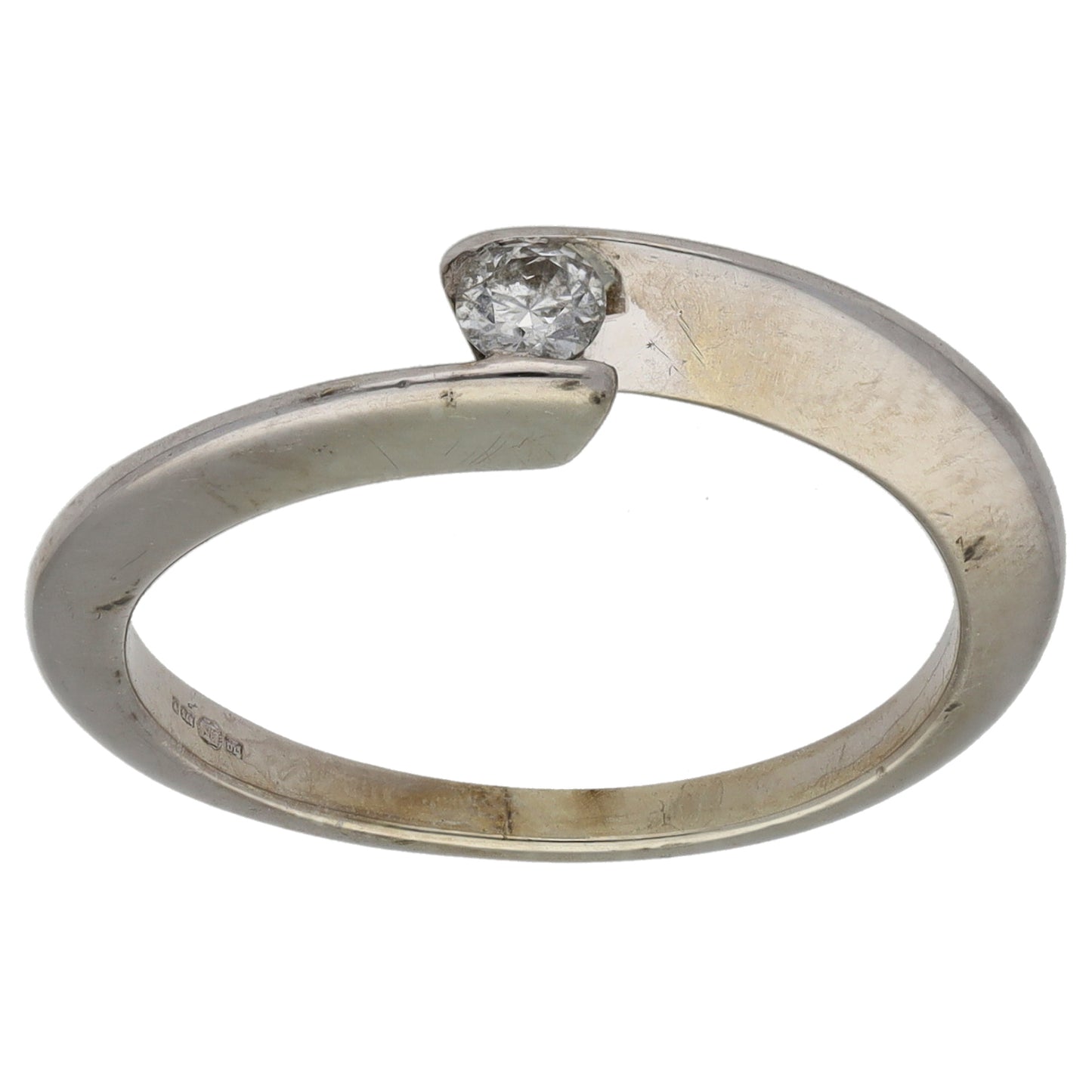 9ct White Gold 0.10ct Diamond Solitaire Ring Size N