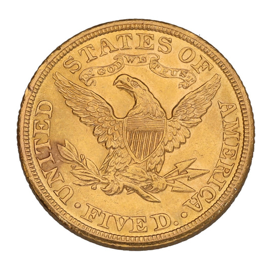22ct Gold USA Liberty 5 Dollars Coin 1907