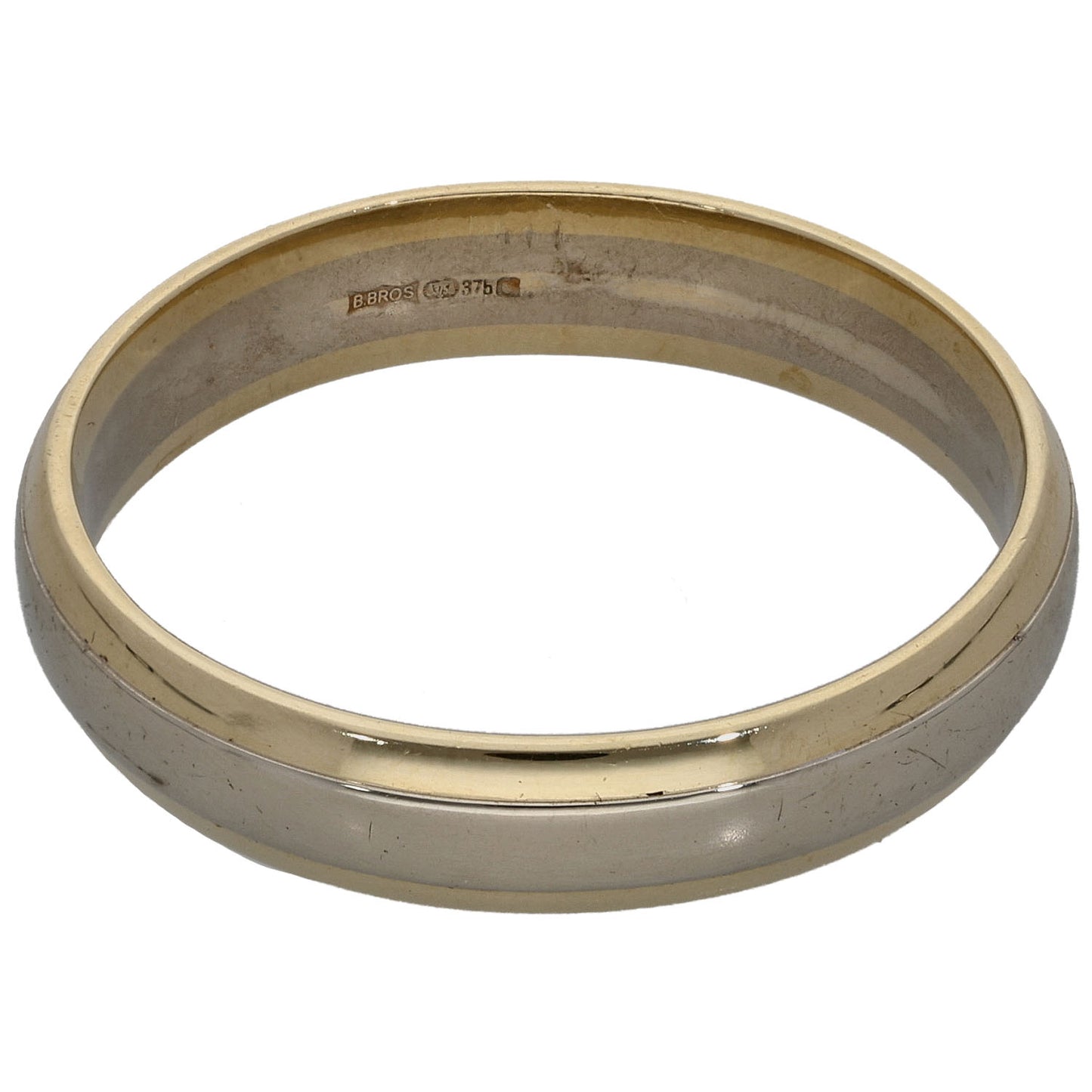 9ct Bi-Colour Gold Patterned Wedding Ring Size W