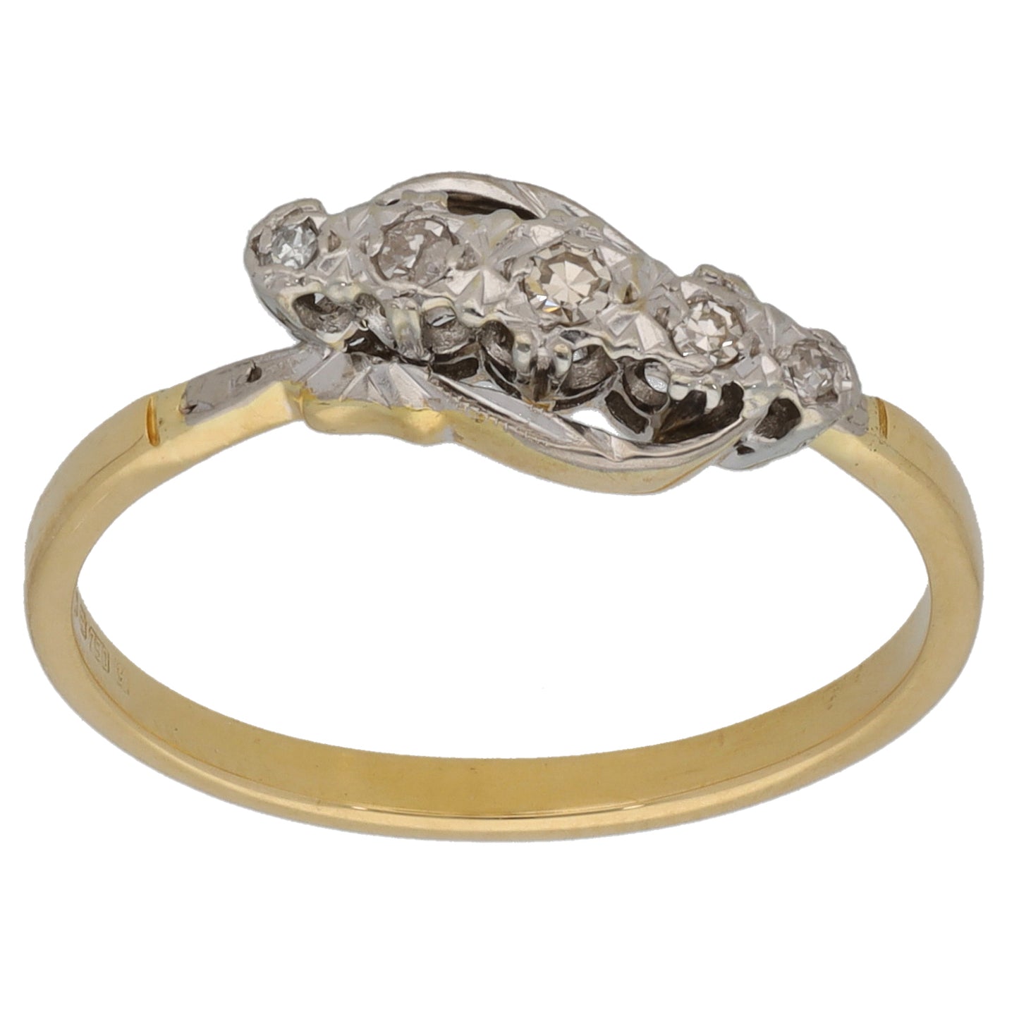 18ct Bicolour Gold 0.09ct Diamond Half Eternity Ring Size P