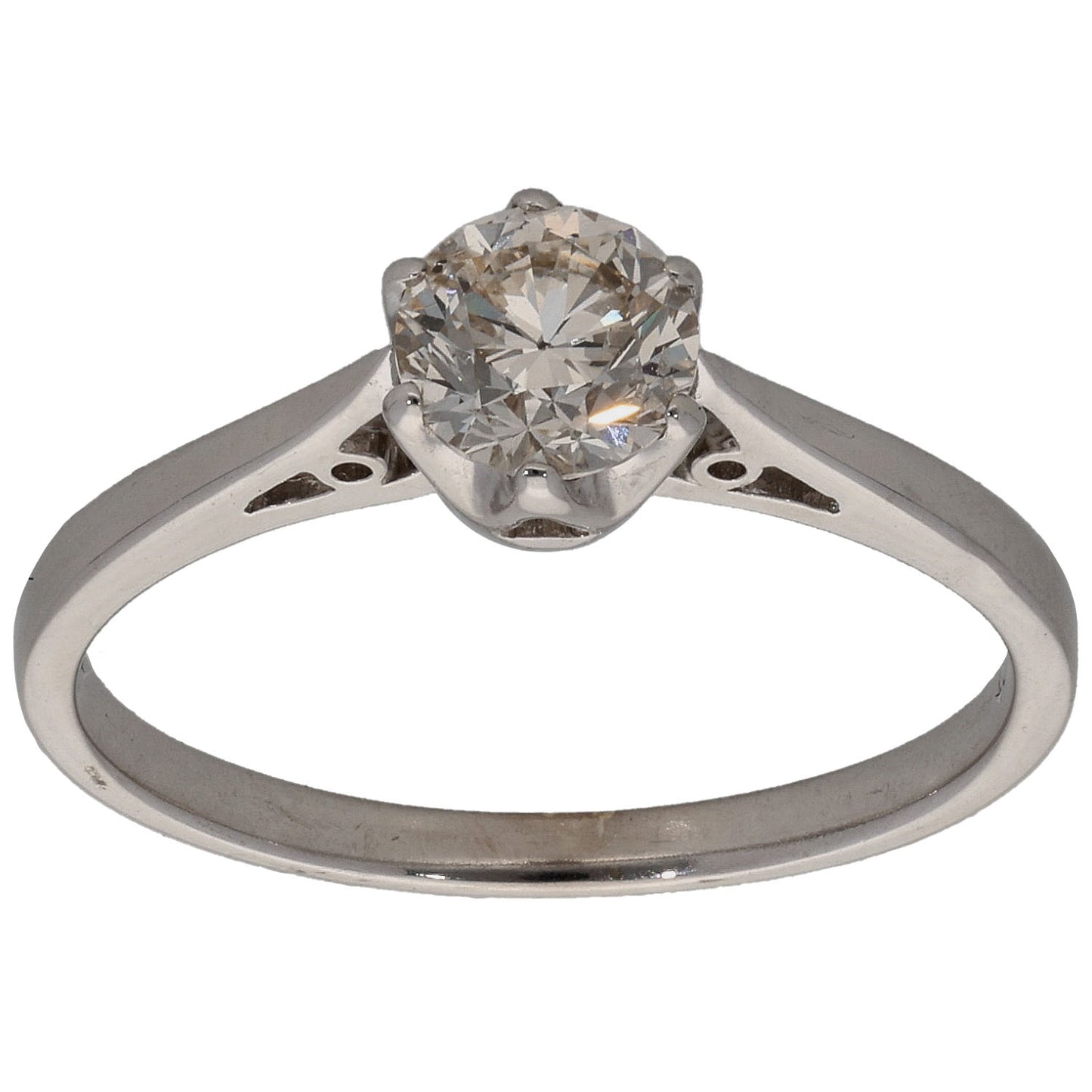 18ct White Gold 0.62ct Diamond Solitaire Ring Size N 1/2