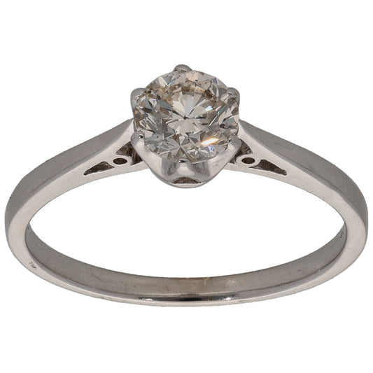 18ct White Gold 0.62ct Diamond Solitaire Ring Size N 1/2