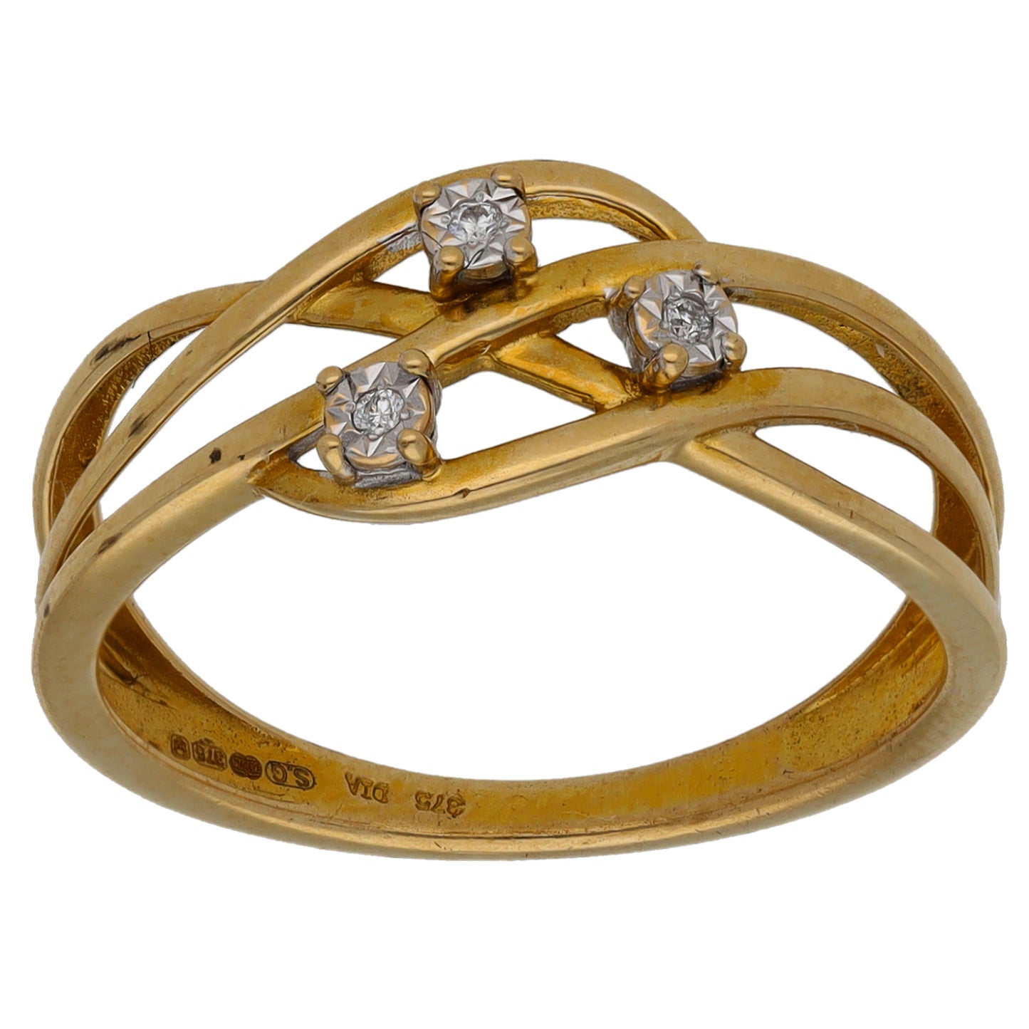 9ct Gold 0.03ct Diamond Alternative Ring Size M