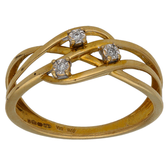 9ct Gold 0.03ct Diamond Alternative Ring Size M